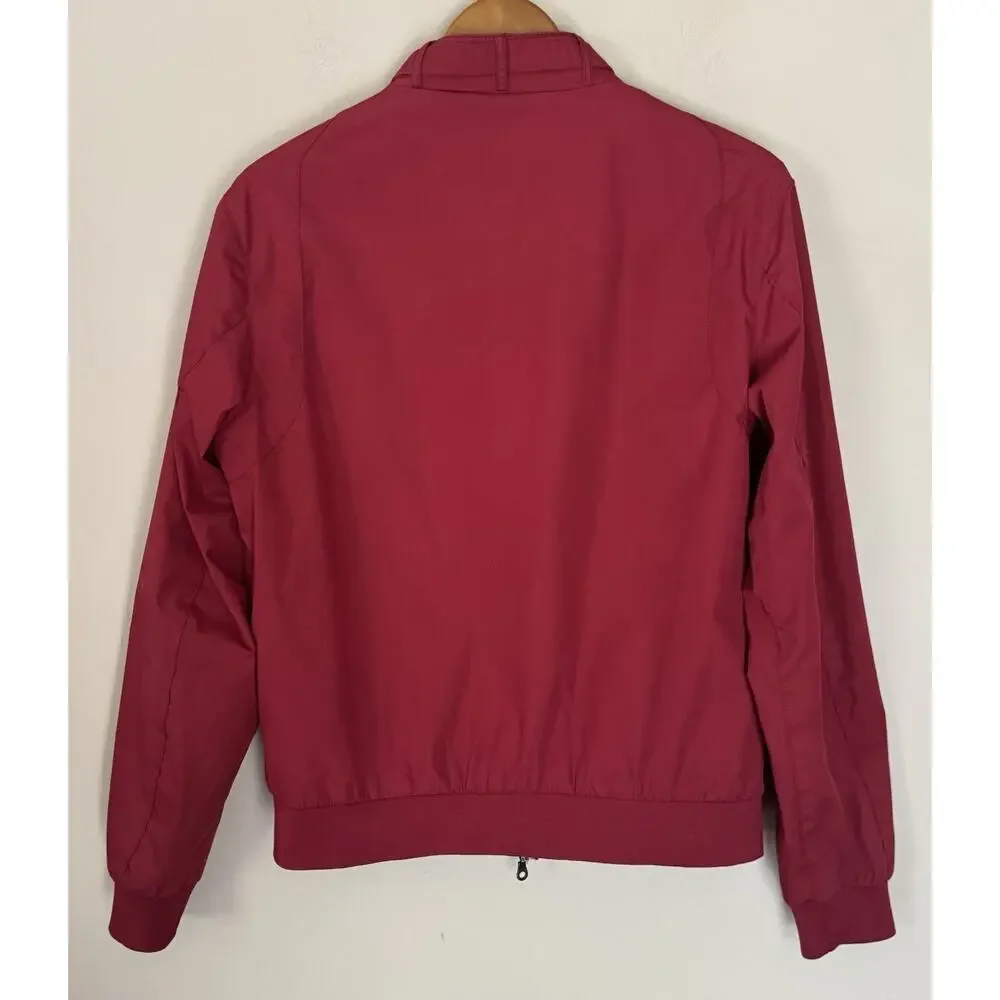 MEMBERS ONLY RED JACKET MEDIUM ZIP UP POCKETS TRAVEL LOGO SNAPS ON NECK